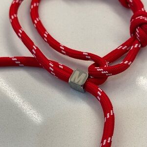 NWT Red Rope Bracelet with M Initial Accent